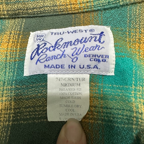 VTG Rockmount Ranchwear Snap Flannel Plaid Western Shirt Women M Sawtooth Pocket - Picture 4 of 10